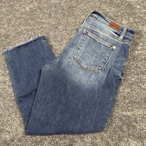 Judy Blue Jeans Women's 9/29 Blue Boyfriend Fit Distressed Denim Stretch Preppy